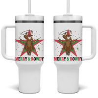 Merry And Rowdy Kwanzaa Santa Cowboy Christmas Gift Tumbler With Handle - Wonder Print Shop