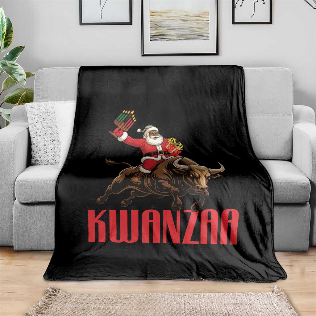 Happy Kwanzaa Throw Blanket Rodeo Black Santa African American Holiday Gift - Wonder Print Shop