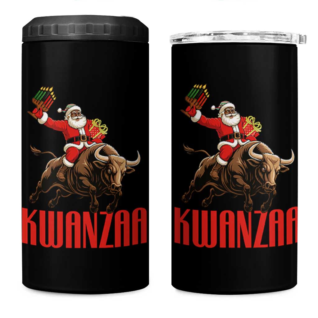 Happy Kwanzaa 4 in 1 Can Cooler Tumbler Rodeo Black Santa African American Holiday Gift - Wonder Print Shop