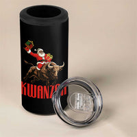Happy Kwanzaa 4 in 1 Can Cooler Tumbler Rodeo Black Santa African American Holiday Gift - Wonder Print Shop