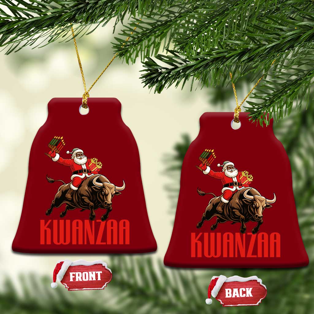 Happy Kwanzaa Ceramic Ornament Rodeo Black Santa African American Holiday Gift - Wonder Print Shop