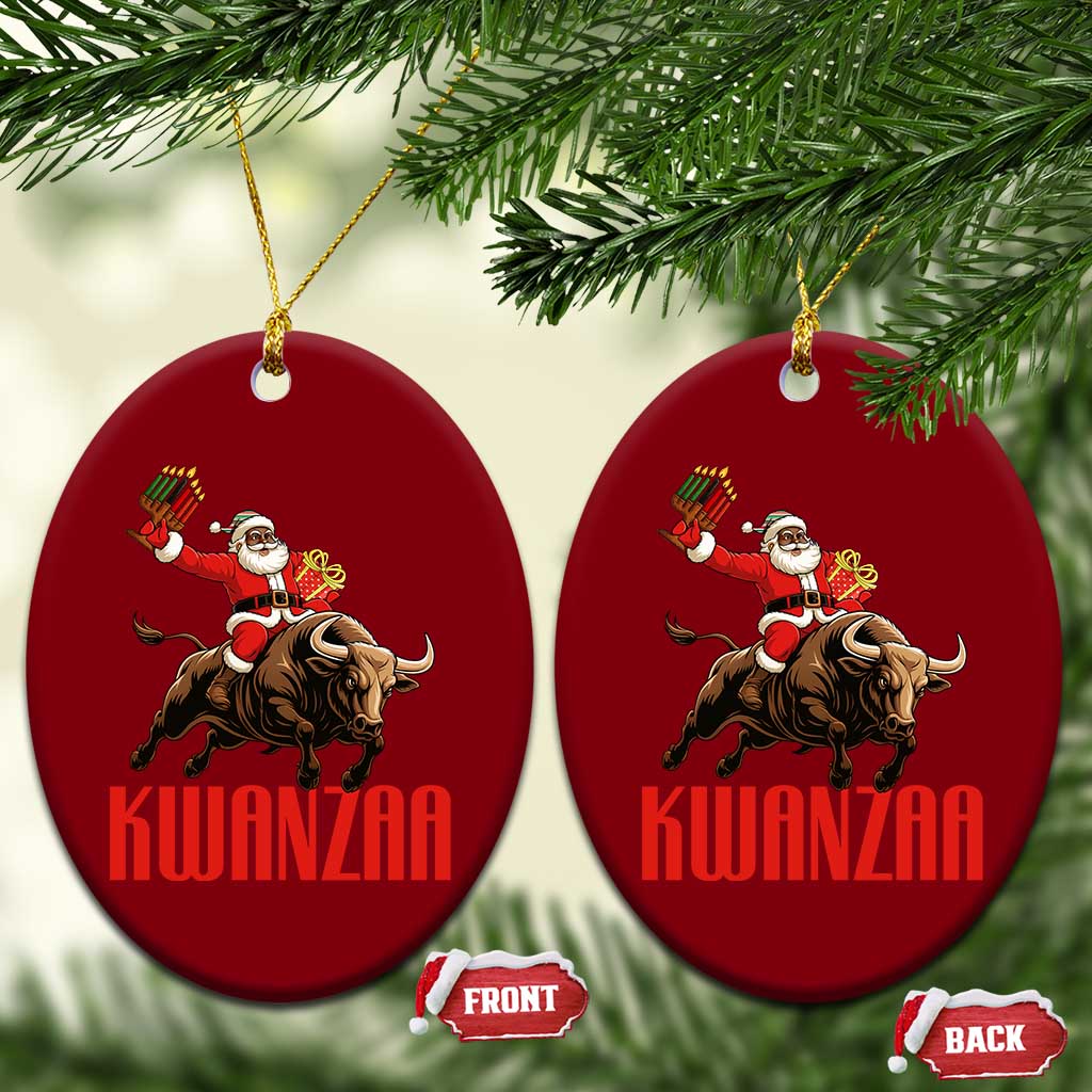 Happy Kwanzaa Ceramic Ornament Rodeo Black Santa African American Holiday Gift - Wonder Print Shop