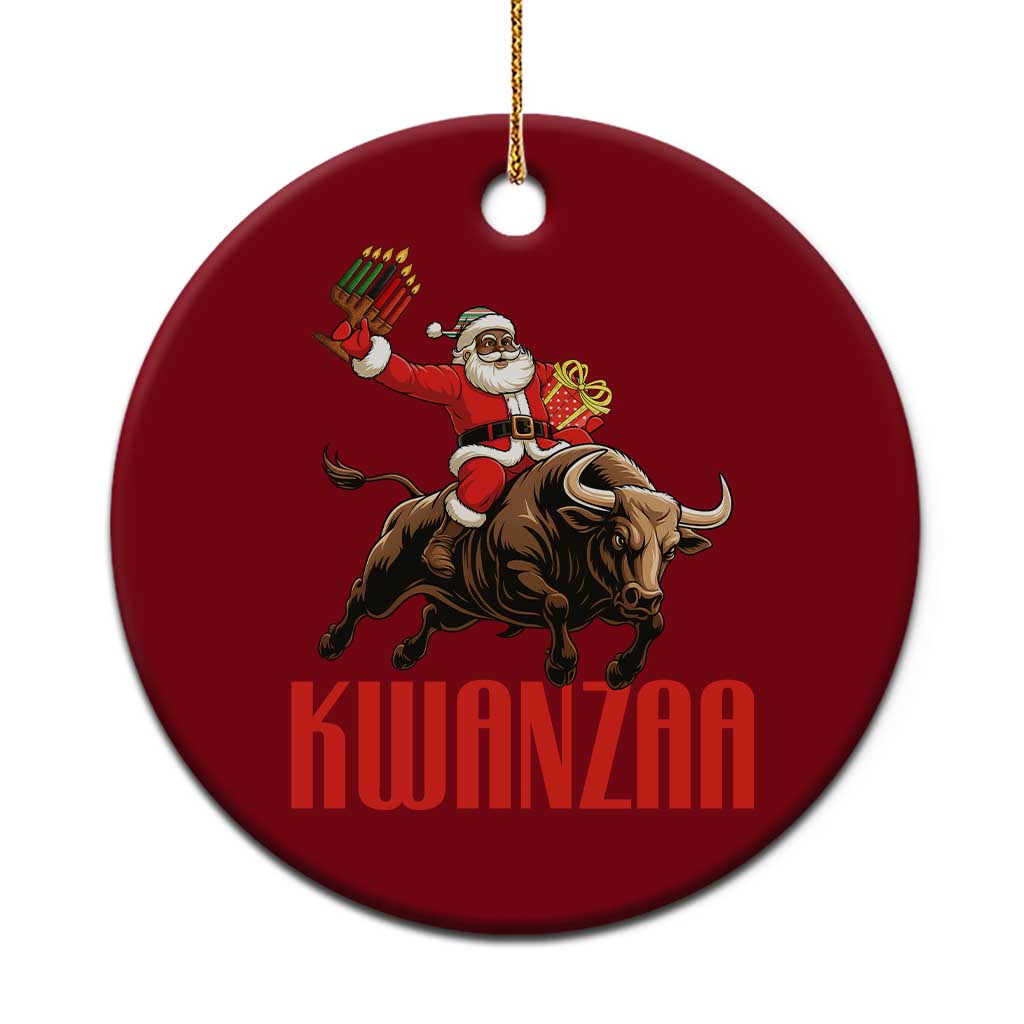 Happy Kwanzaa Ceramic Ornament Rodeo Black Santa African American Holiday Gift - Wonder Print Shop