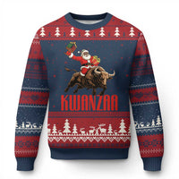 Happy Kwanzaa Ugly Christmas Sweater Rodeo Black Santa African American Holiday Gift - Wonder Print Shop