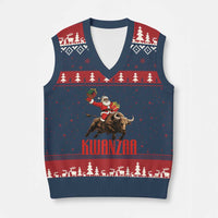 Happy Kwanzaa V-Neck Knit Sweater Vest Rodeo Black Santa African American Holiday Gift - Wonder Print Shop