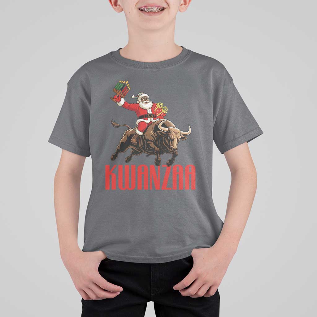 Happy Kwanzaa T Shirt For Kid Rodeo Black Santa African American Holiday Gift - Wonder Print Shop