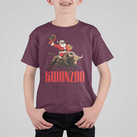 Happy Kwanzaa T Shirt For Kid Rodeo Black Santa African American Holiday Gift - Wonder Print Shop