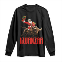Happy Kwanzaa Long Sleeve Shirt Rodeo Black Santa African American Holiday Gift - Wonder Print Shop