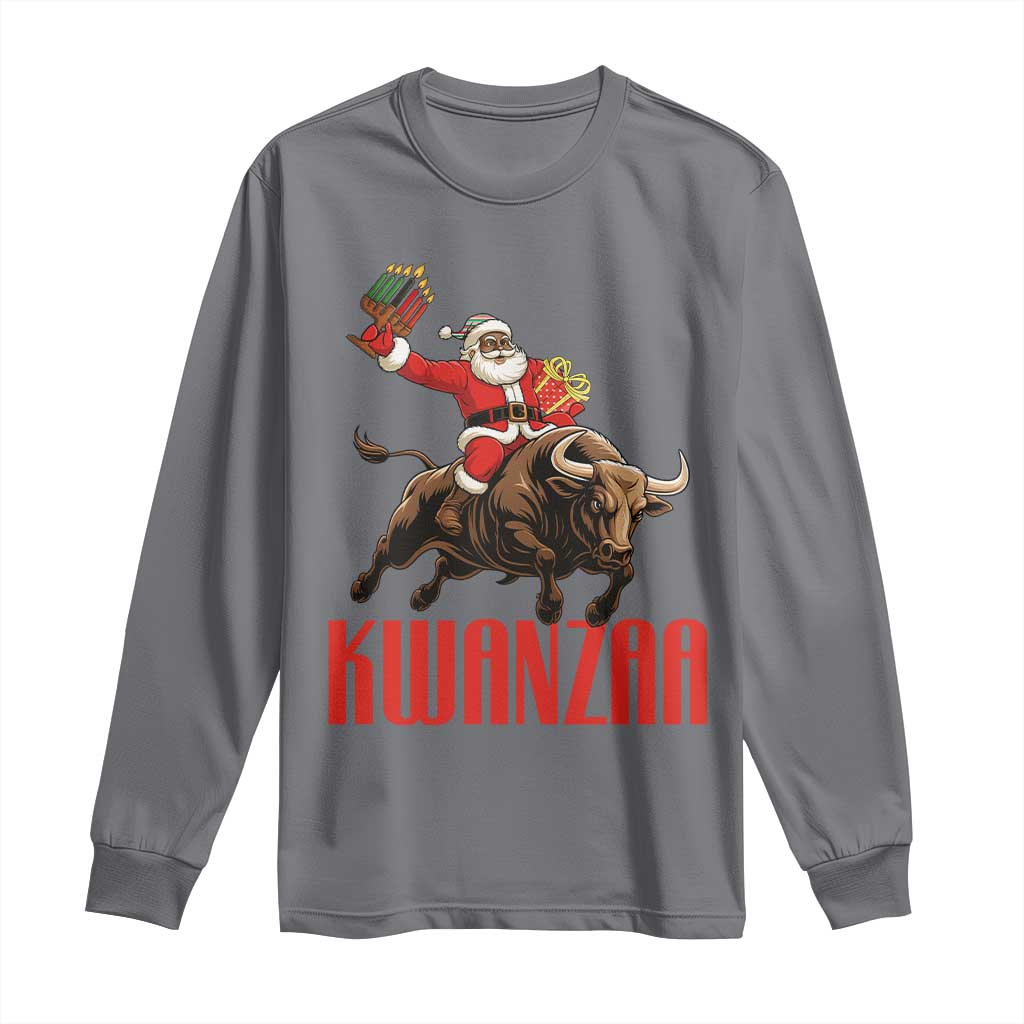 Happy Kwanzaa Long Sleeve Shirt Rodeo Black Santa African American Holiday Gift - Wonder Print Shop
