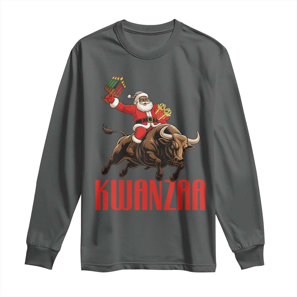 Happy Kwanzaa Long Sleeve Shirt Rodeo Black Santa African American Holiday Gift - Wonder Print Shop