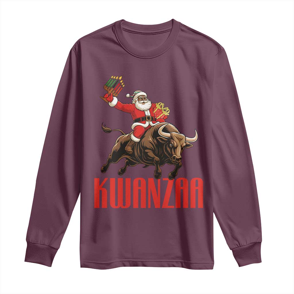 Happy Kwanzaa Long Sleeve Shirt Rodeo Black Santa African American Holiday Gift - Wonder Print Shop