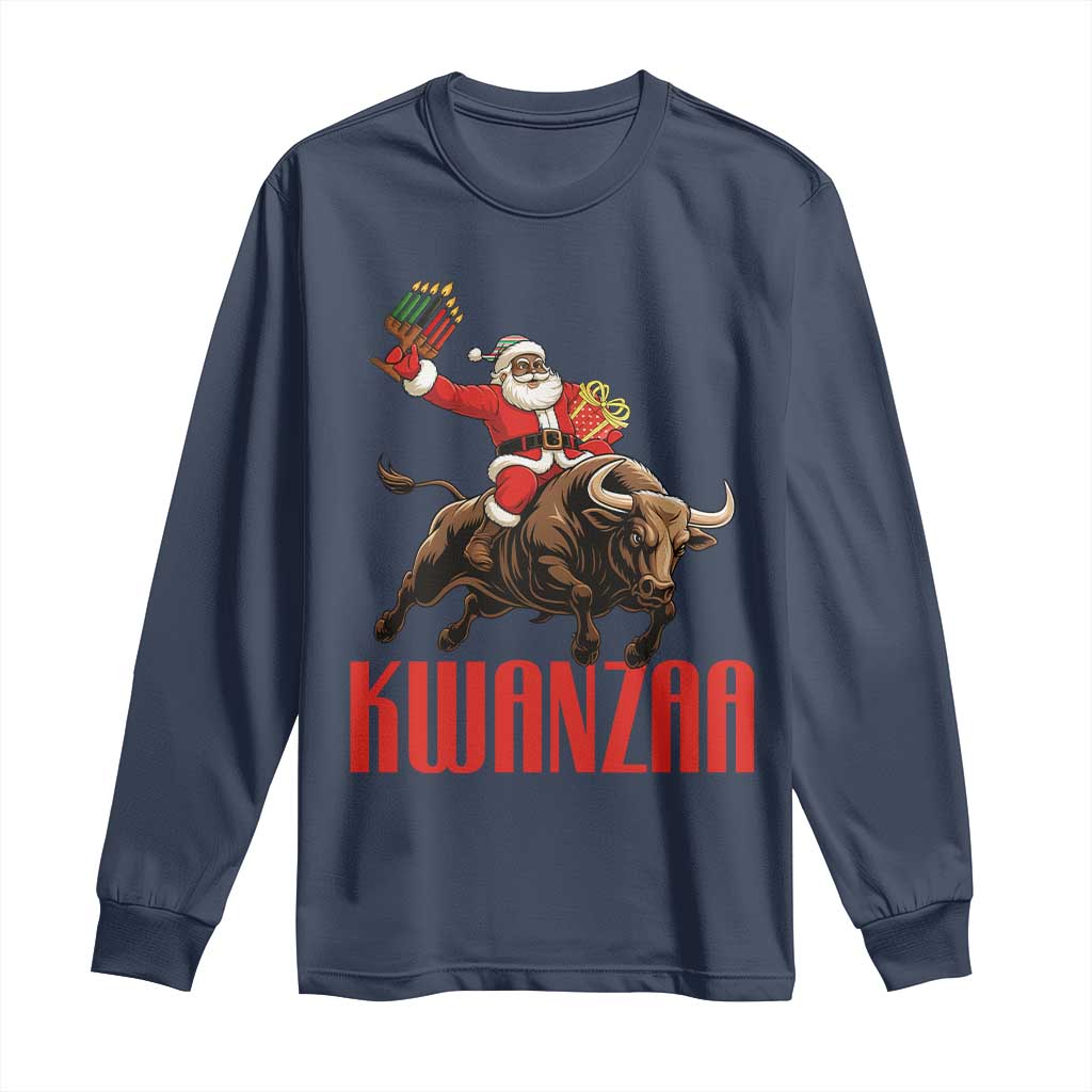 Happy Kwanzaa Long Sleeve Shirt Rodeo Black Santa African American Holiday Gift - Wonder Print Shop