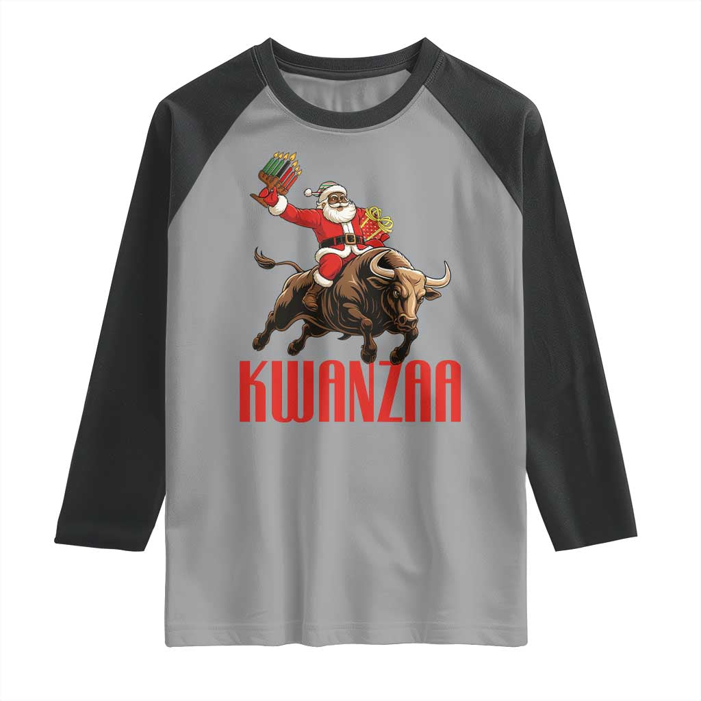Happy Kwanzaa Raglan Shirt Rodeo Black Santa African American Holiday Gift - Wonder Print Shop