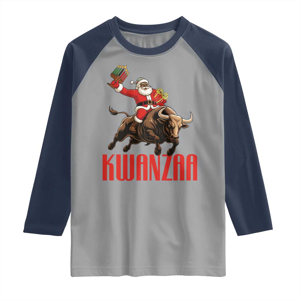 Happy Kwanzaa Raglan Shirt Rodeo Black Santa African American Holiday Gift - Wonder Print Shop