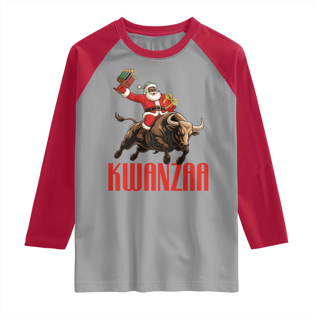 Happy Kwanzaa Raglan Shirt Rodeo Black Santa African American Holiday Gift - Wonder Print Shop