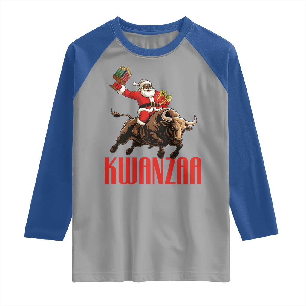 Happy Kwanzaa Raglan Shirt Rodeo Black Santa African American Holiday Gift - Wonder Print Shop