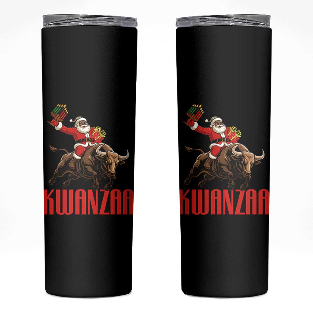 Happy Kwanzaa Skinny Tumbler Rodeo Black Santa African American Holiday Gift - Wonder Print Shop