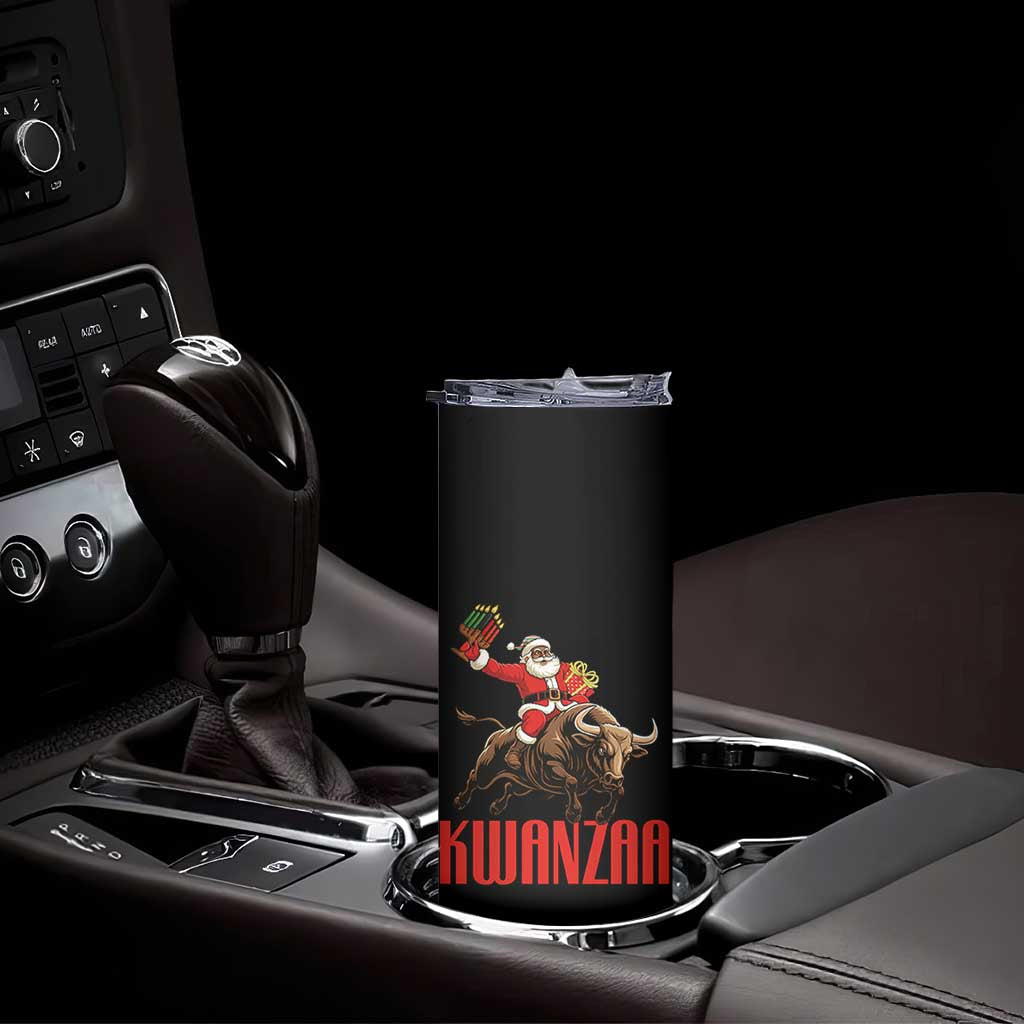 Happy Kwanzaa Skinny Tumbler Rodeo Black Santa African American Holiday Gift - Wonder Print Shop