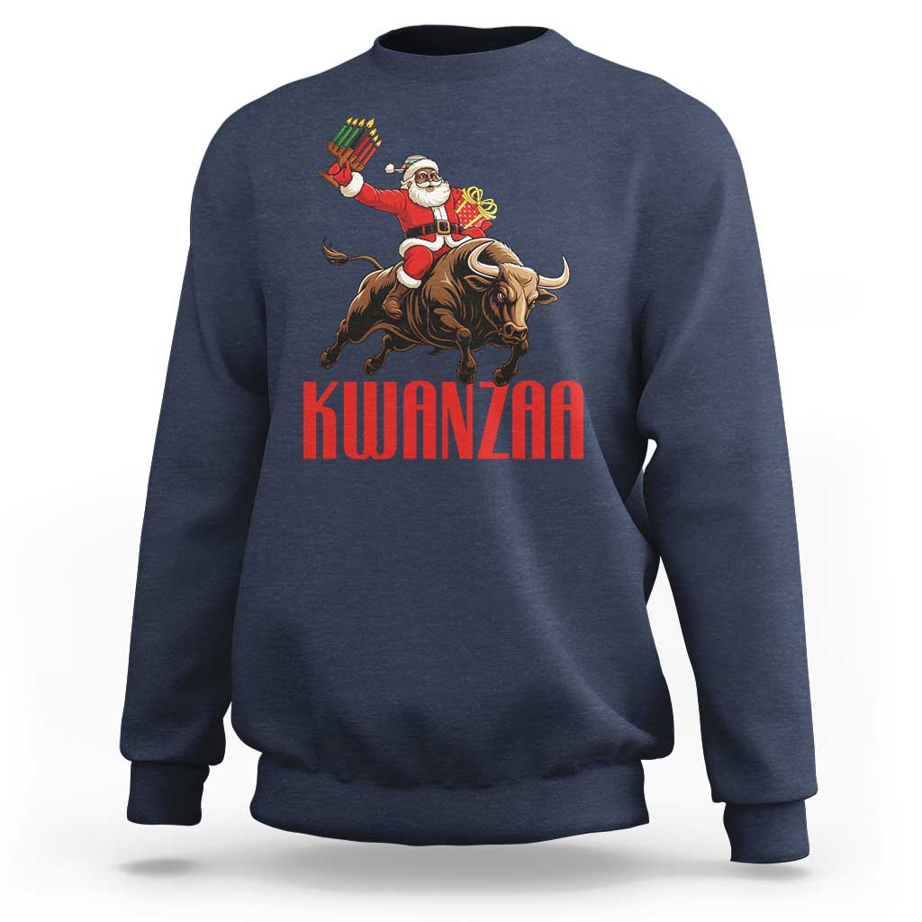 Happy Kwanzaa Sweatshirt Rodeo Black Santa African American Holiday Gift - Wonder Print Shop