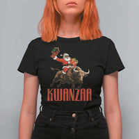 Happy Kwanzaa T Shirt For Women Rodeo Black Santa African American Holiday Gift - Wonder Print Shop