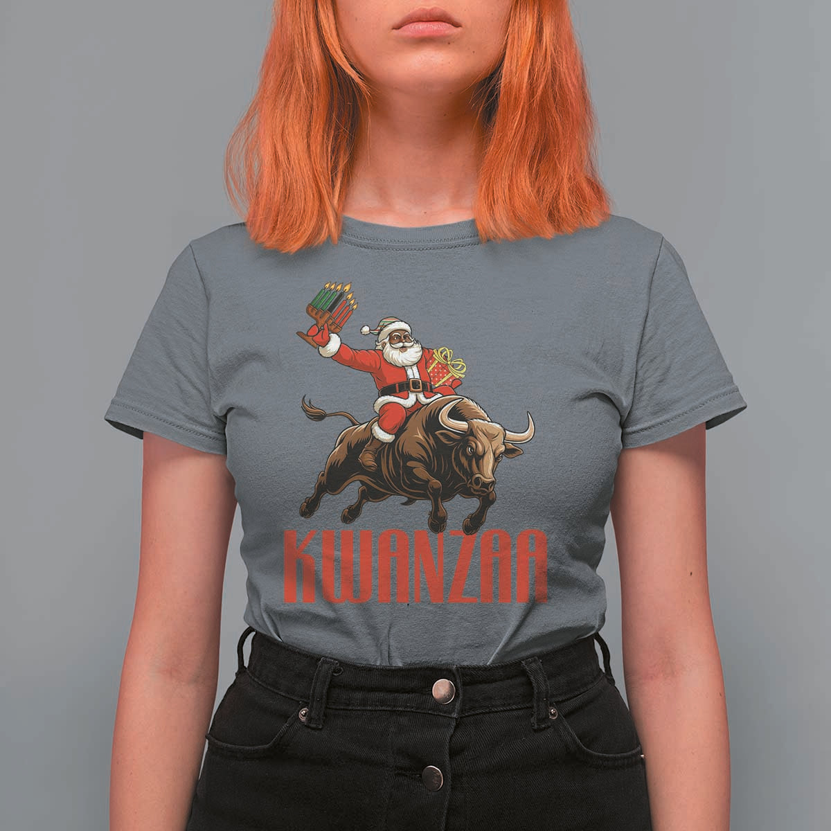 Happy Kwanzaa T Shirt For Women Rodeo Black Santa African American Holiday Gift - Wonder Print Shop