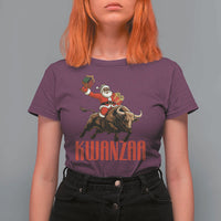 Happy Kwanzaa T Shirt For Women Rodeo Black Santa African American Holiday Gift - Wonder Print Shop
