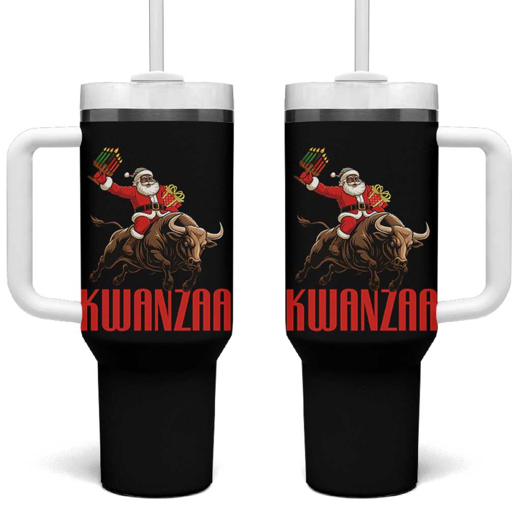 Happy Kwanzaa Tumbler With Handle Rodeo Black Santa African American Holiday Gift - Wonder Print Shop
