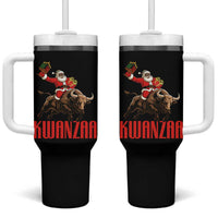 Happy Kwanzaa Tumbler With Handle Rodeo Black Santa African American Holiday Gift - Wonder Print Shop