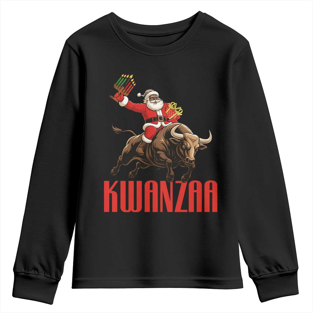 Happy Kwanzaa Youth Sweatshirt Rodeo Black Santa African American Holiday Gift - Wonder Print Shop