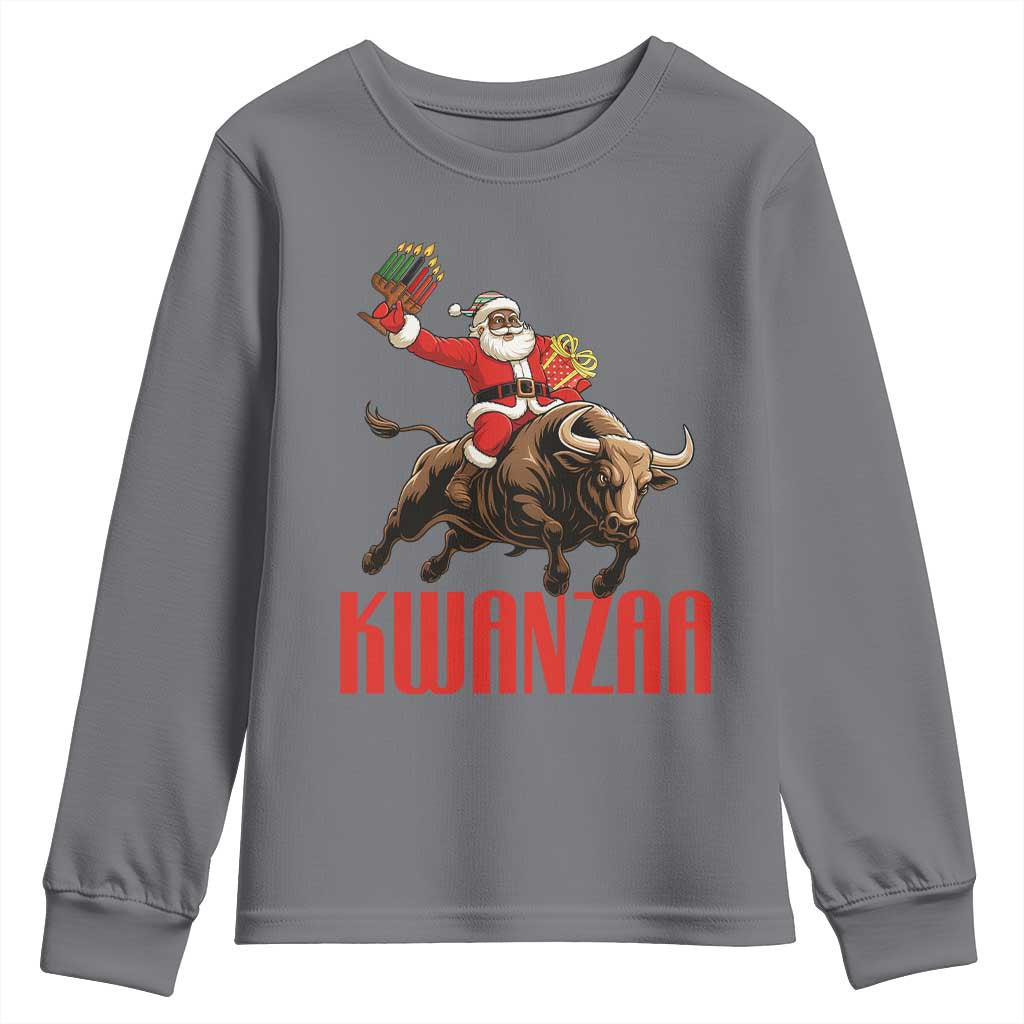Happy Kwanzaa Youth Sweatshirt Rodeo Black Santa African American Holiday Gift - Wonder Print Shop