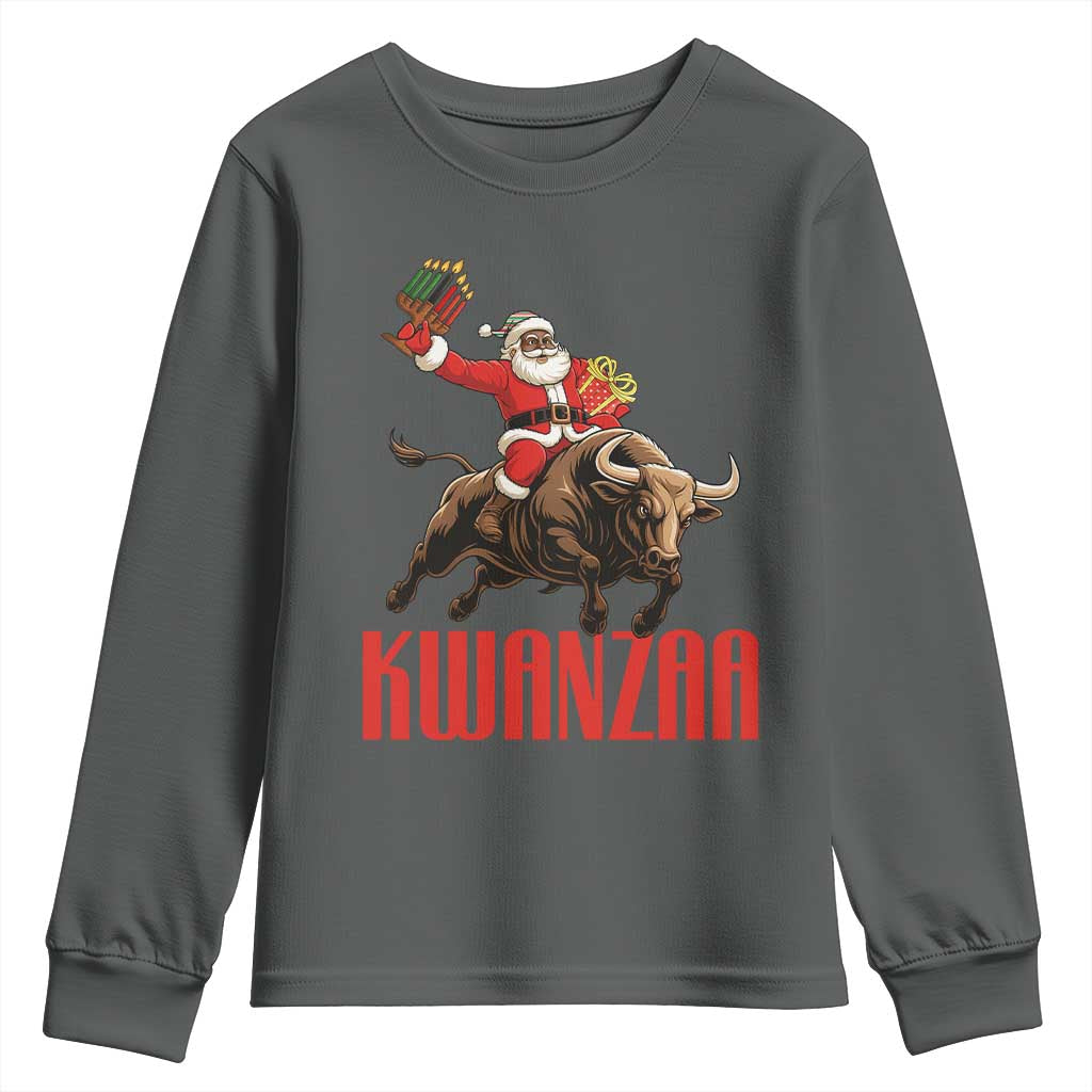 Happy Kwanzaa Youth Sweatshirt Rodeo Black Santa African American Holiday Gift - Wonder Print Shop