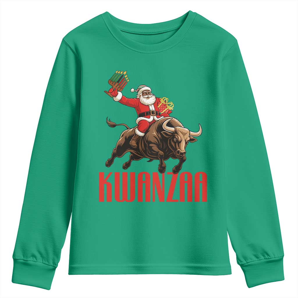 Happy Kwanzaa Youth Sweatshirt Rodeo Black Santa African American Holiday Gift - Wonder Print Shop