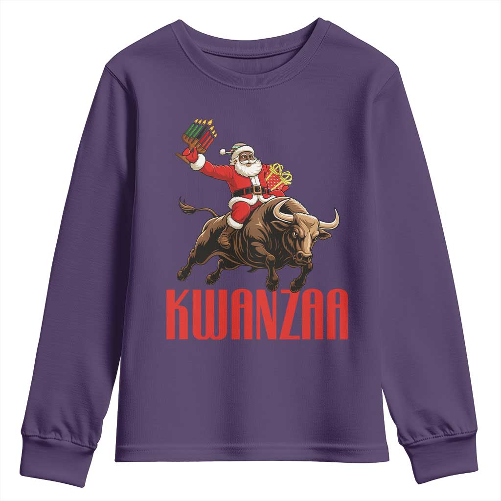 Happy Kwanzaa Youth Sweatshirt Rodeo Black Santa African American Holiday Gift - Wonder Print Shop