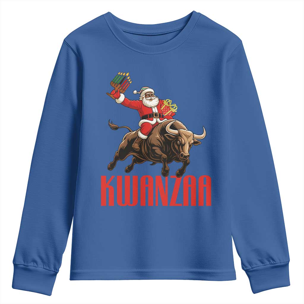 Happy Kwanzaa Youth Sweatshirt Rodeo Black Santa African American Holiday Gift - Wonder Print Shop