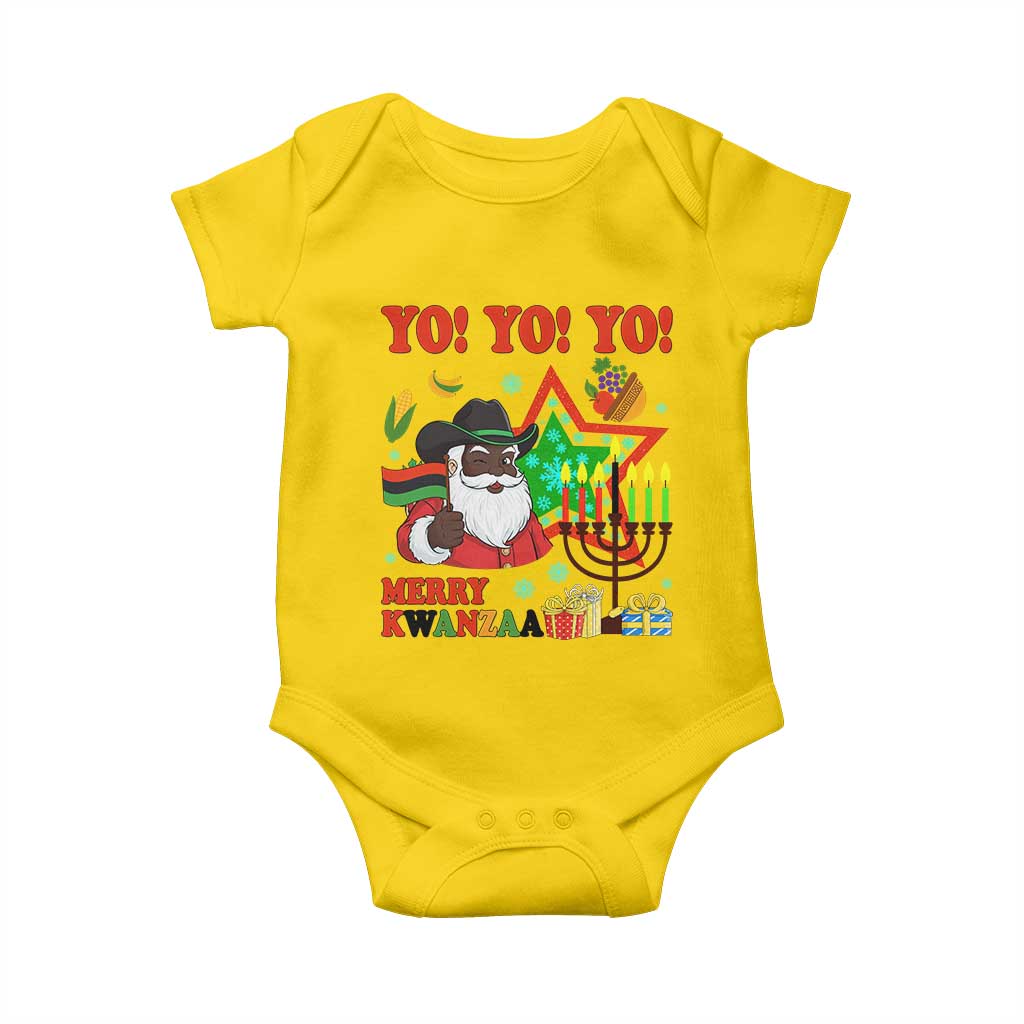 Merry Kwanzaa Black Santa Cowboy Baby Onesie African Heritage Celebration Gift - Wonder Print Shop
