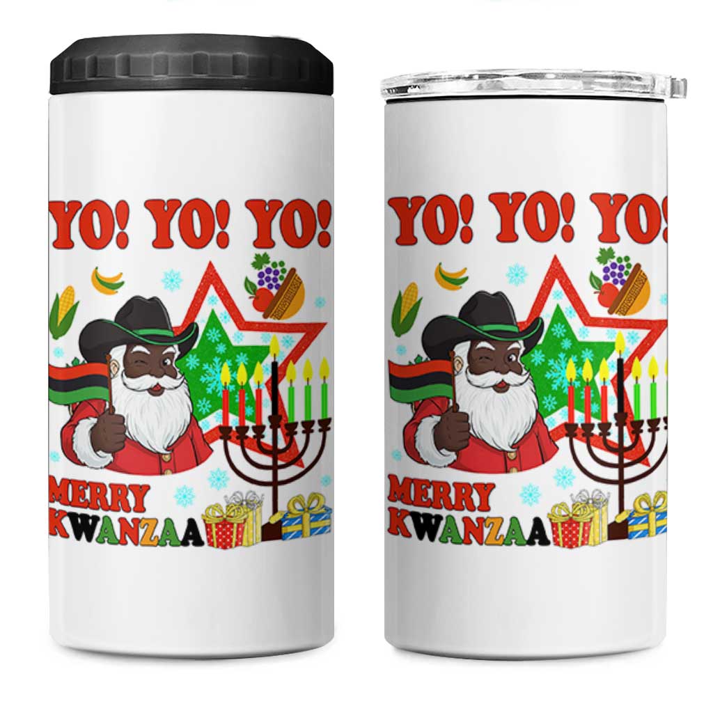 Merry Kwanzaa Black Santa Cowboy 4 in 1 Can Cooler Tumbler African Heritage Celebration Gift - Wonder Print Shop