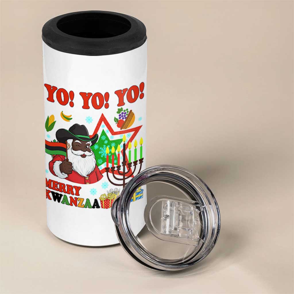 Merry Kwanzaa Black Santa Cowboy 4 in 1 Can Cooler Tumbler African Heritage Celebration Gift - Wonder Print Shop