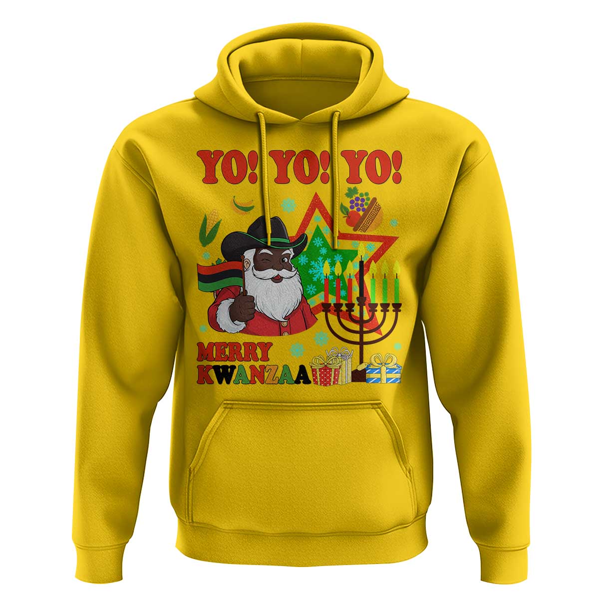 Merry Kwanzaa Black Santa Cowboy Hoodie African Heritage Celebration Gift - Wonder Print Shop