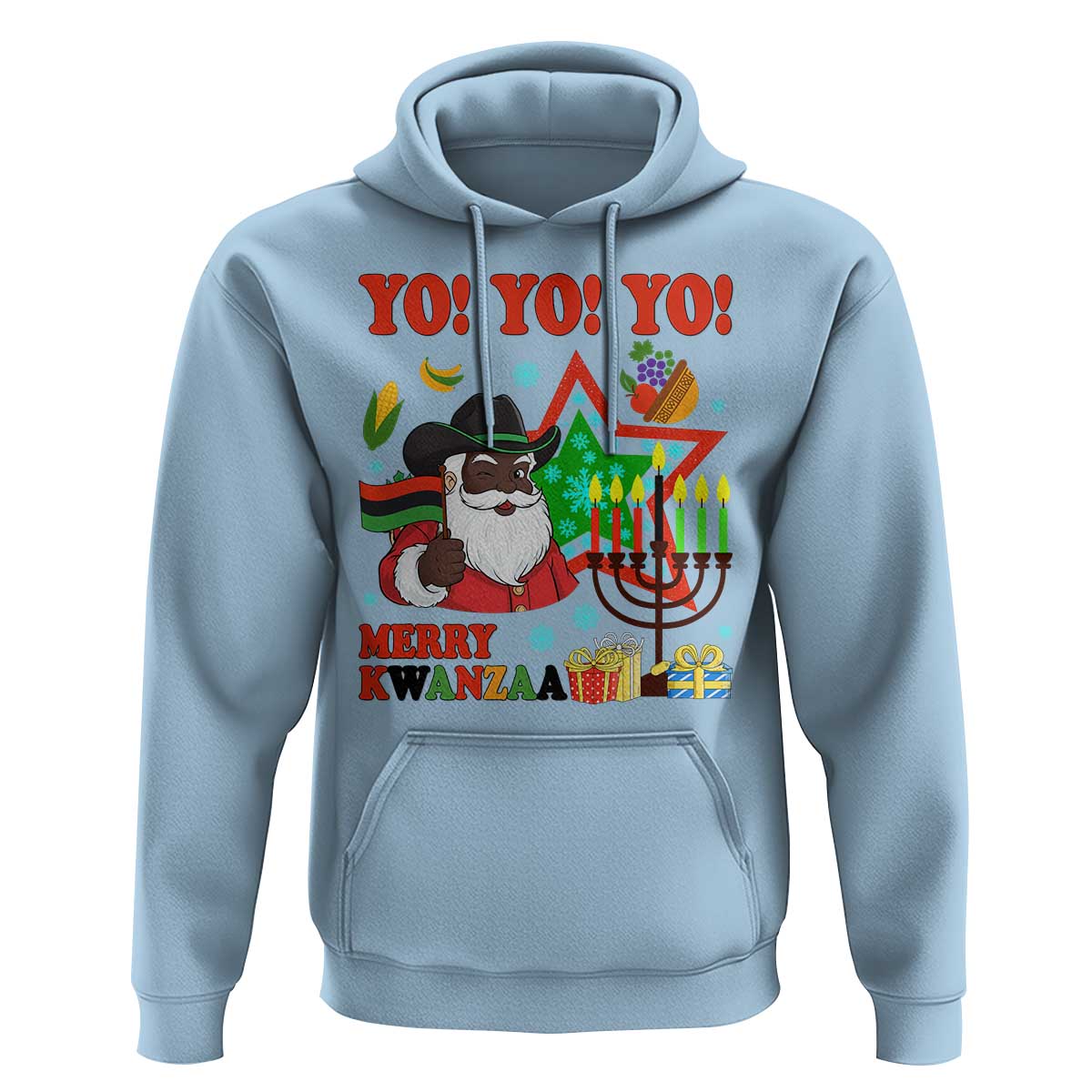 Merry Kwanzaa Black Santa Cowboy Hoodie African Heritage Celebration Gift - Wonder Print Shop
