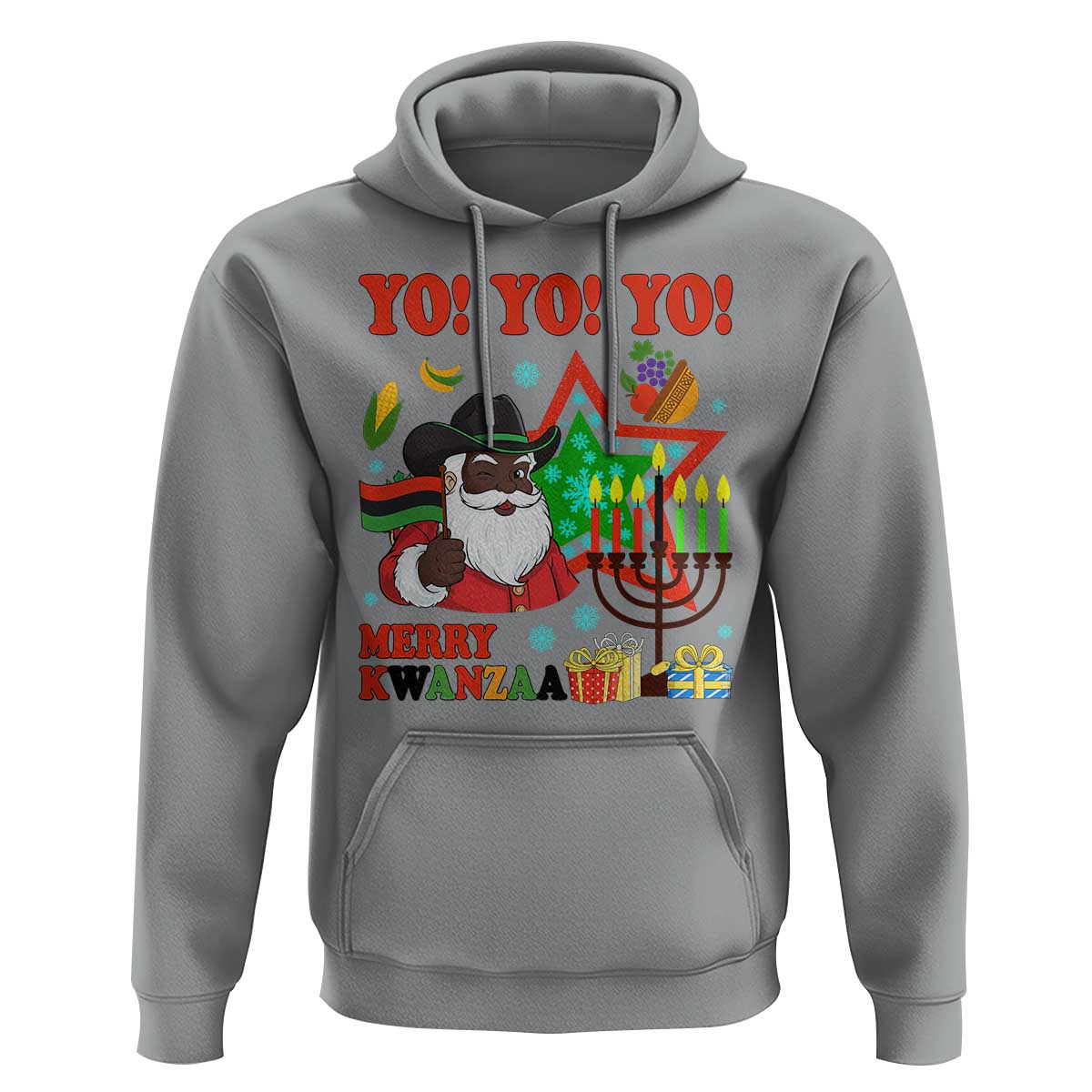 Merry Kwanzaa Black Santa Cowboy Hoodie African Heritage Celebration Gift - Wonder Print Shop