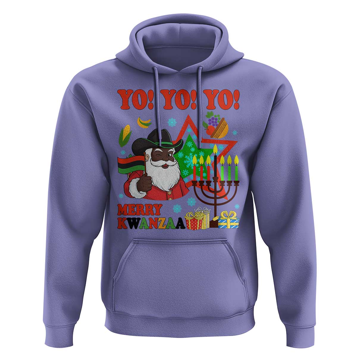 Merry Kwanzaa Black Santa Cowboy Hoodie African Heritage Celebration Gift - Wonder Print Shop