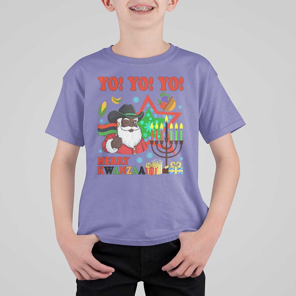 Merry Kwanzaa Black Santa Cowboy T Shirt For Kid African Heritage Celebration Gift - Wonder Print Shop
