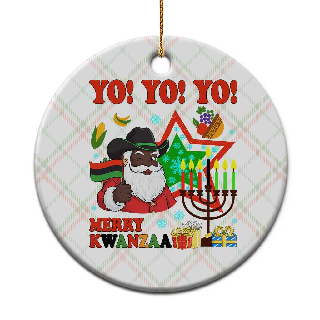 Merry Kwanzaa Black Santa Cowboy Ceramic Ornament African Heritage Celebration Gift - Wonder Print Shop