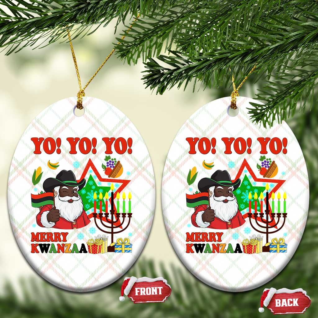 Merry Kwanzaa Black Santa Cowboy Ceramic Ornament African Heritage Celebration Gift - Wonder Print Shop