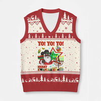 Merry Kwanzaa Black Santa Cowboy V-Neck Knit Sweater Vest African Heritage Celebration Gift - Wonder Print Shop