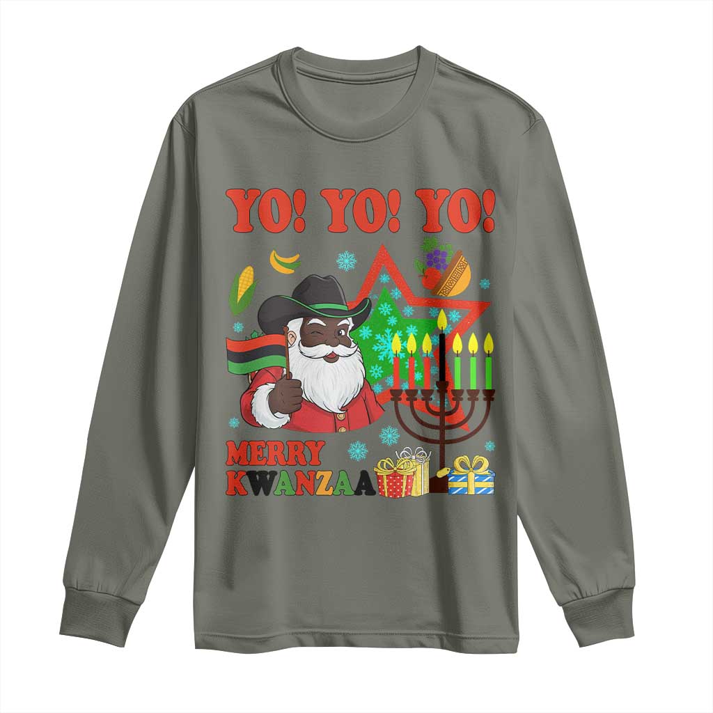 Merry Kwanzaa Black Santa Cowboy Long Sleeve Shirt African Heritage Celebration Gift - Wonder Print Shop