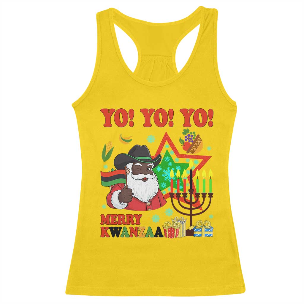 Merry Kwanzaa Black Santa Cowboy Racerback Tank Top African Heritage Celebration Gift - Wonder Print Shop