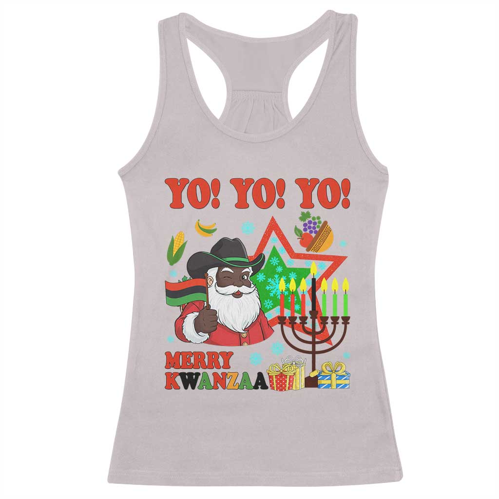 Merry Kwanzaa Black Santa Cowboy Racerback Tank Top African Heritage Celebration Gift - Wonder Print Shop