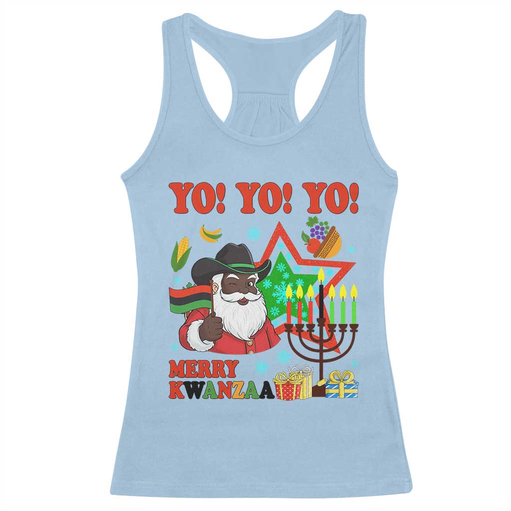 Merry Kwanzaa Black Santa Cowboy Racerback Tank Top African Heritage Celebration Gift - Wonder Print Shop
