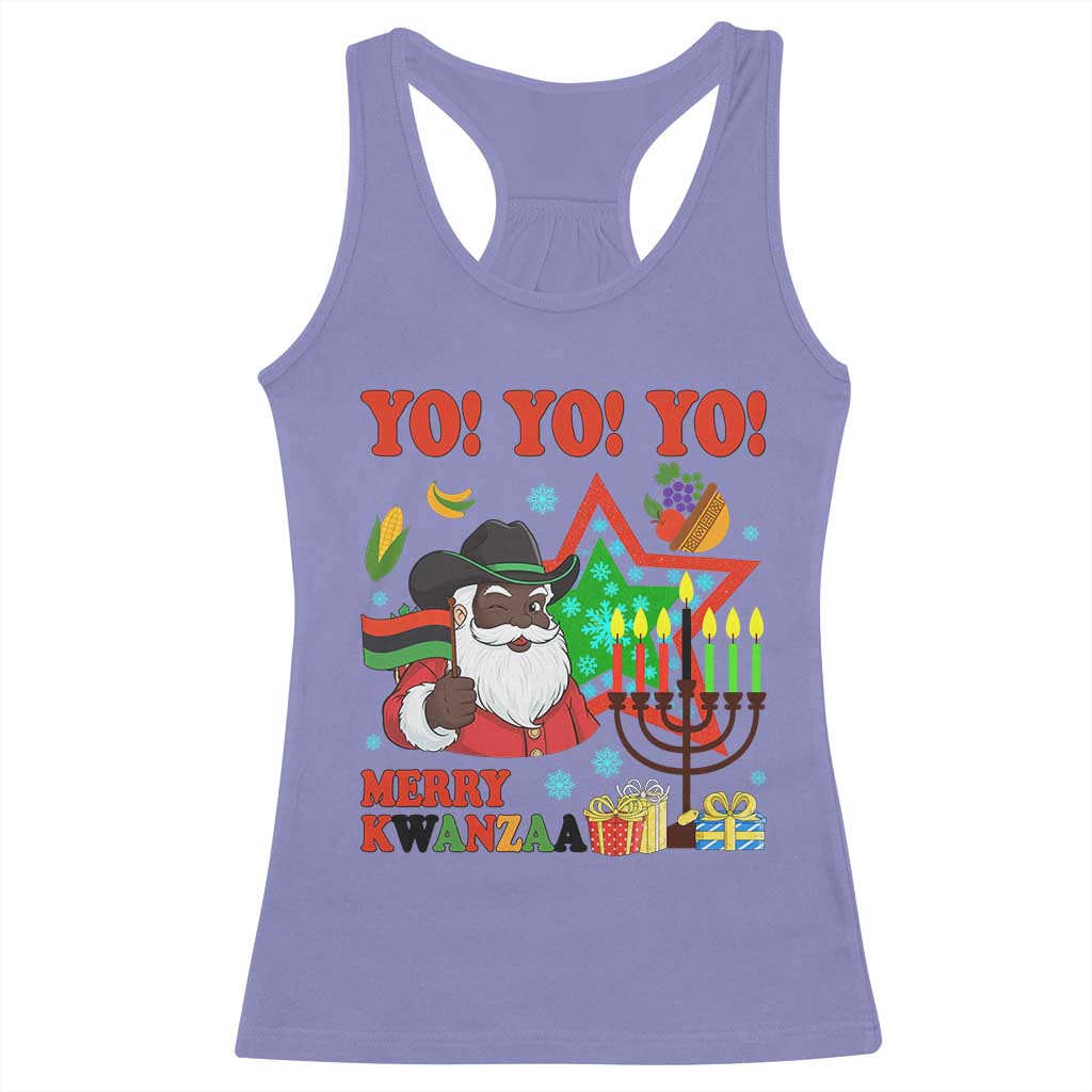 Merry Kwanzaa Black Santa Cowboy Racerback Tank Top African Heritage Celebration Gift - Wonder Print Shop